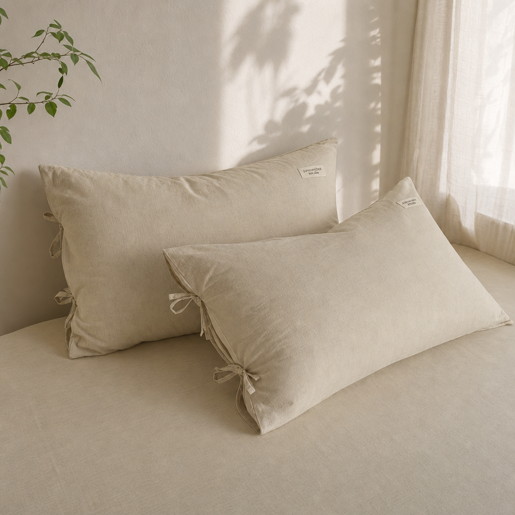 Cotton Linen Blend Pillowcase – 90% Cotton 10% Linen Solid Color Pillow Cover