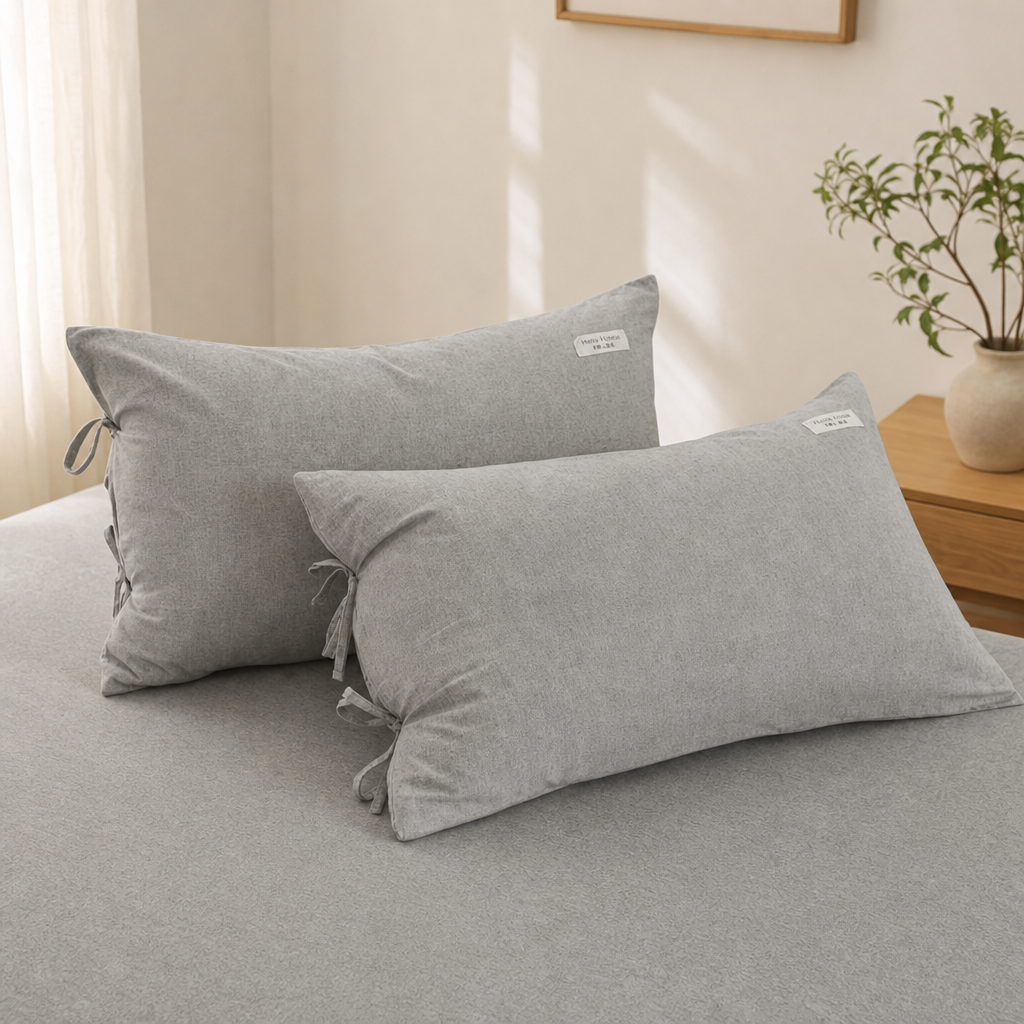 Cotton Linen Blend Pillowcase – 90% Cotton 10% Linen Solid Color Pillow Cover