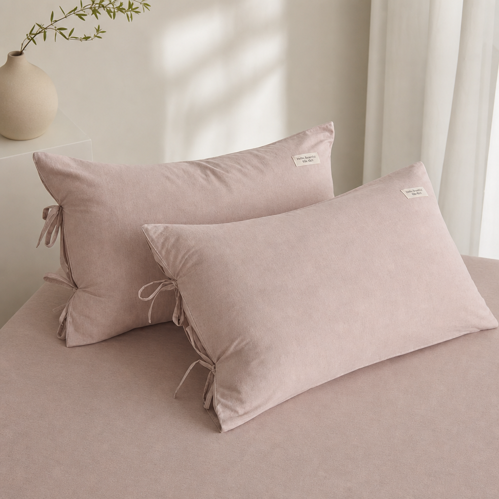 Cotton Linen Blend Pillowcase – 90% Cotton 10% Linen Solid Color Pillow Cover