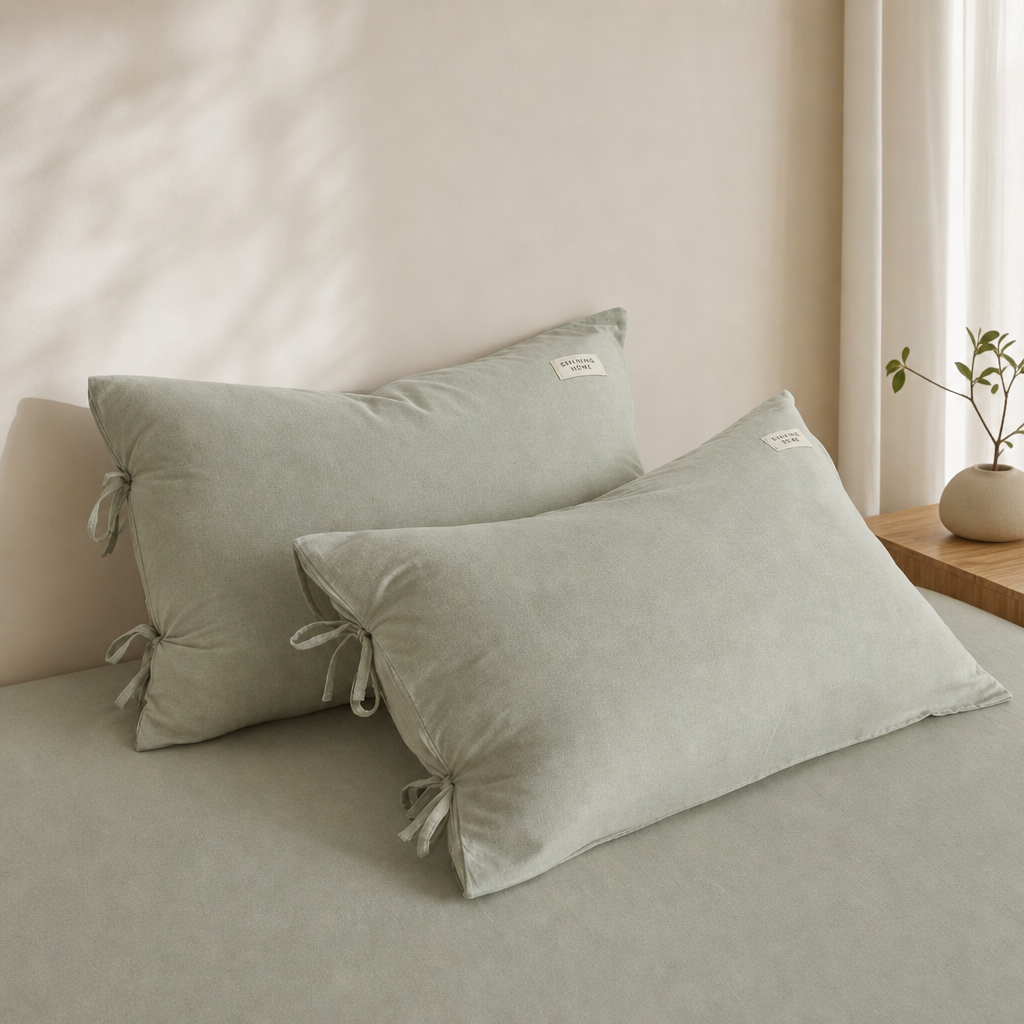 Cotton Linen Blend Pillowcase – 90% Cotton 10% Linen Solid Color Pillow Cover