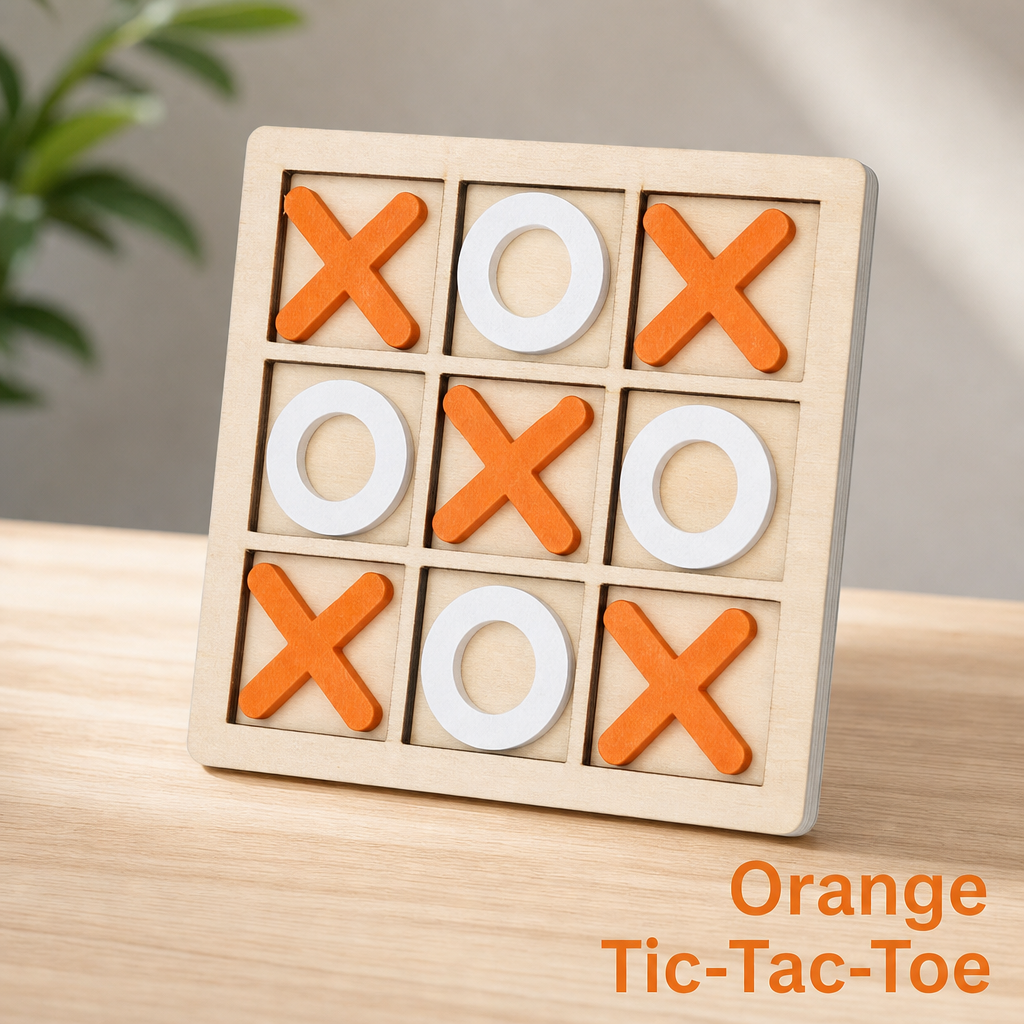 Wooden Tic Tac Toe Game Set Classic XO Board Portable Strategy Game