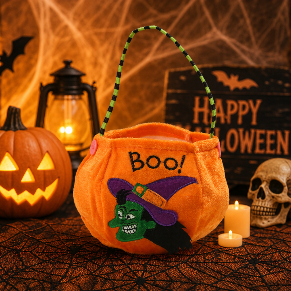 Halloween Pumpkin Trick or Treat Bag – Single Handle Candy Bag