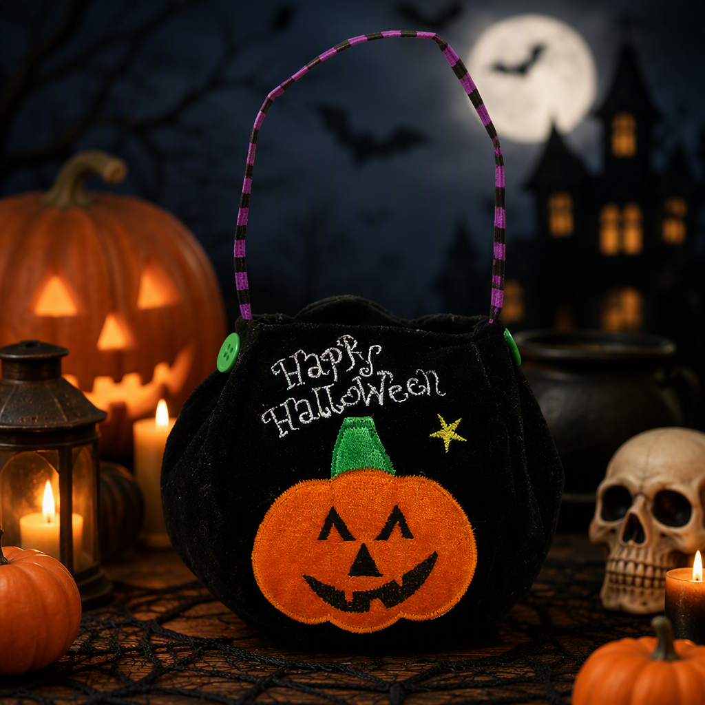 Halloween Pumpkin Trick or Treat Bag – Single Handle Candy Bag