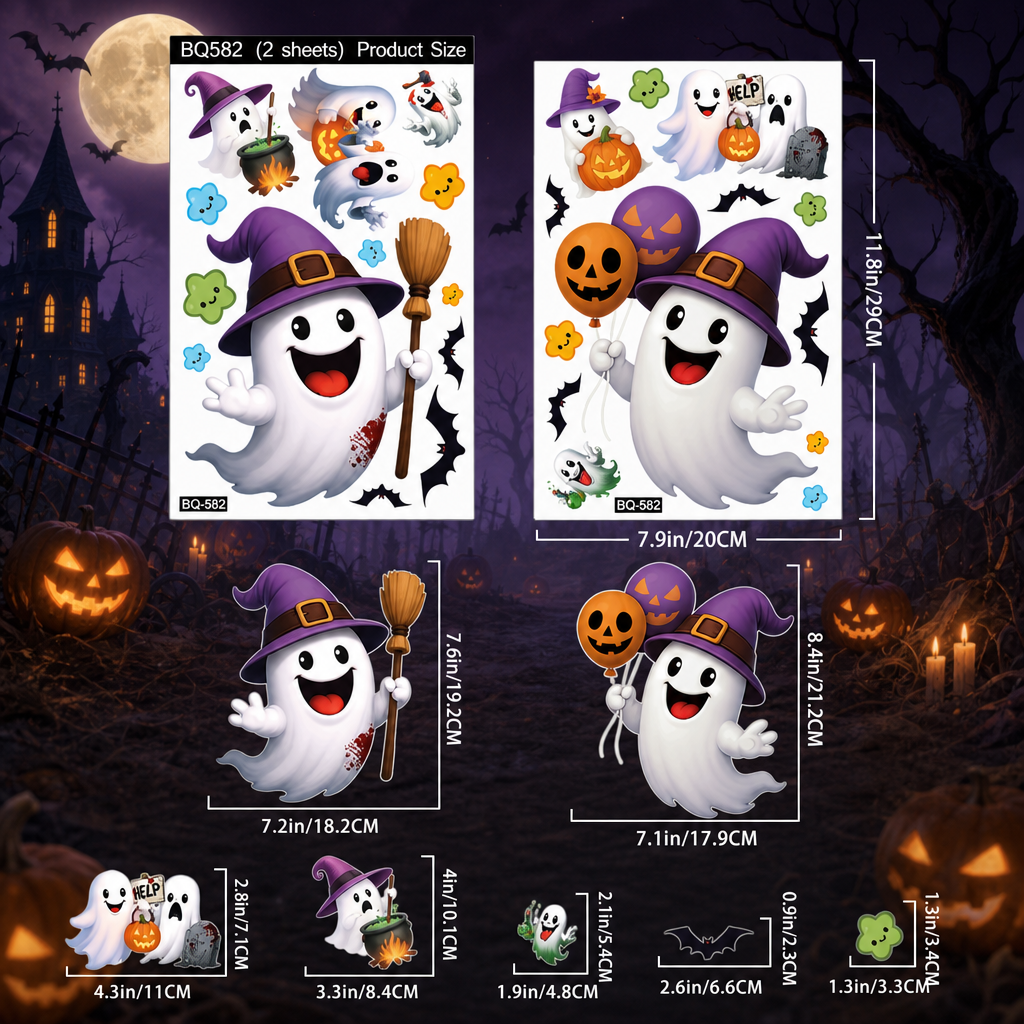 Halloween Pumpkin Window Stickers – Festive Glass Decals
