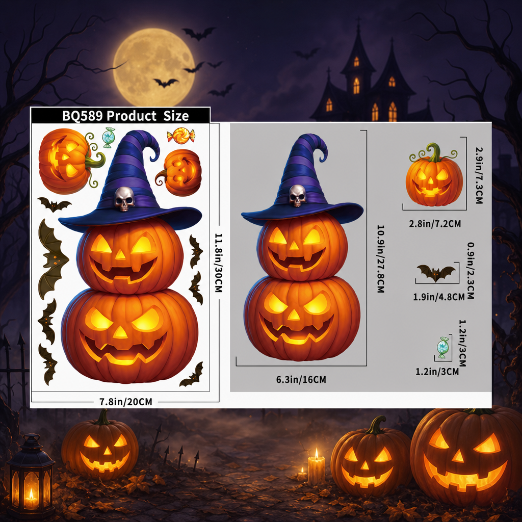 Halloween Pumpkin Window Stickers – Festive Glass Decals