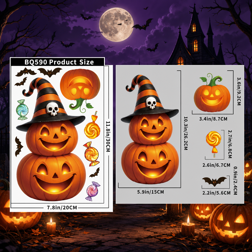 Halloween Pumpkin Window Stickers – Festive Glass Decals
