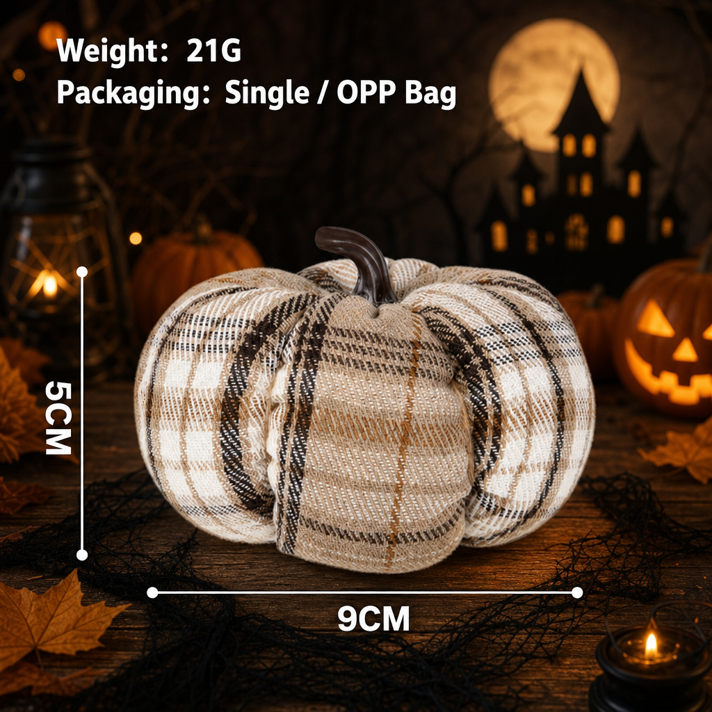 Halloween Harvest Plaid Pumpkin Decor