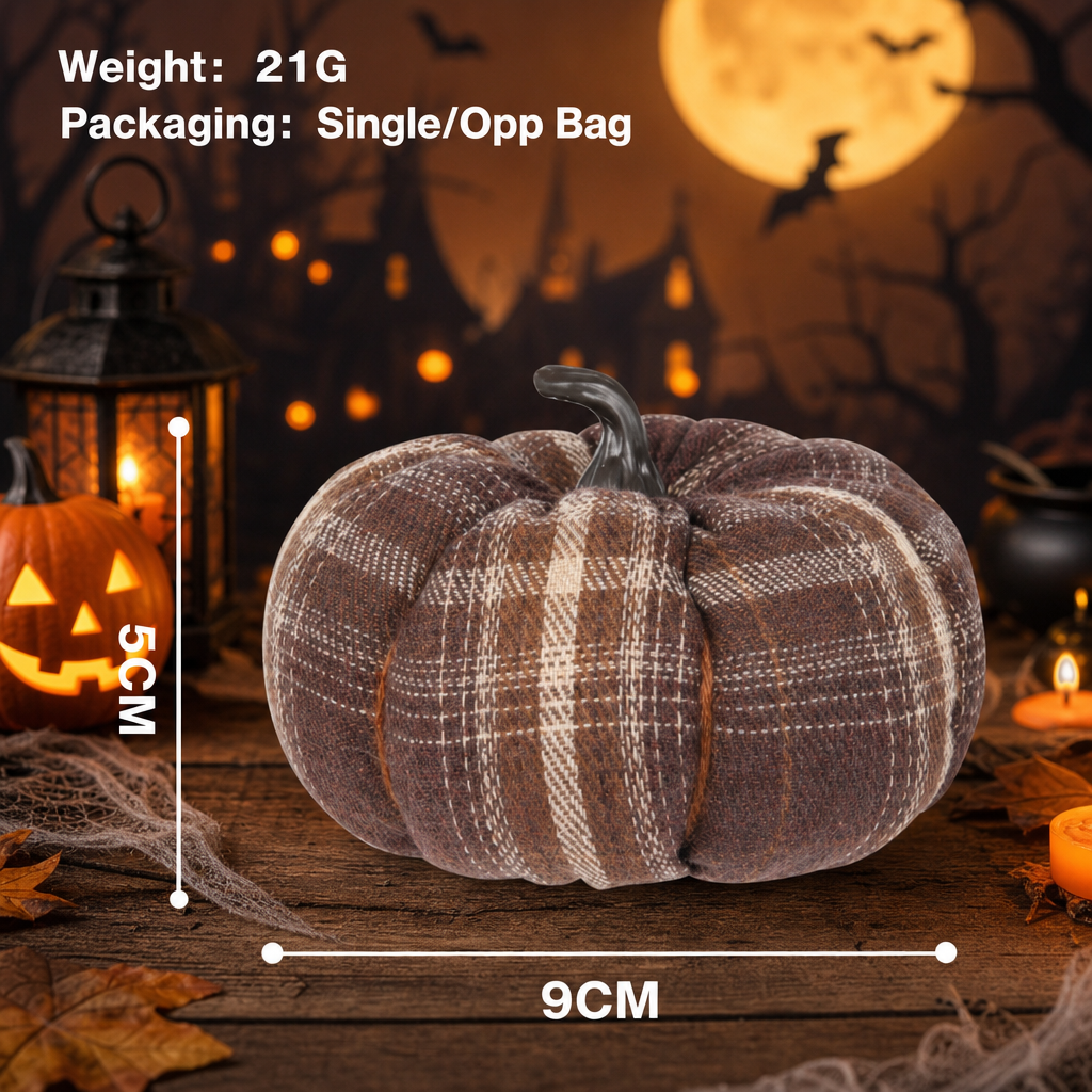 Halloween Harvest Plaid Pumpkin Decor
