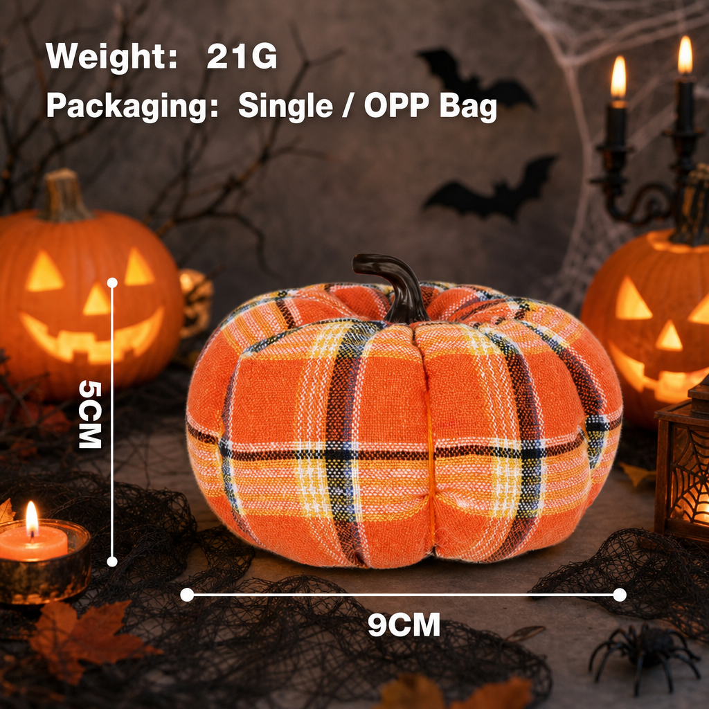 Halloween Harvest Plaid Pumpkin Decor