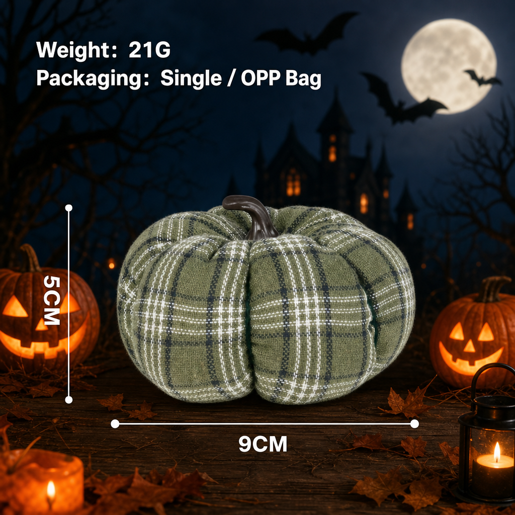 Halloween Harvest Plaid Pumpkin Decor