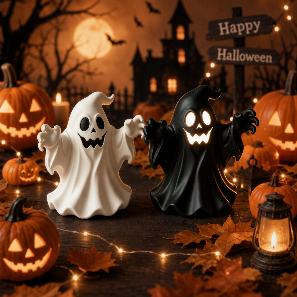 Halloween Funny Ghost Decor – PVC Vinyl Ghost Figurine Spooky Tabletop Decoration