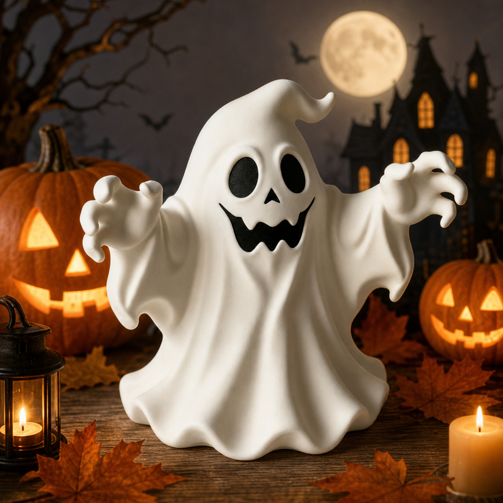 Halloween Funny Ghost Decor – PVC Vinyl Ghost Figurine Spooky Tabletop Decoration