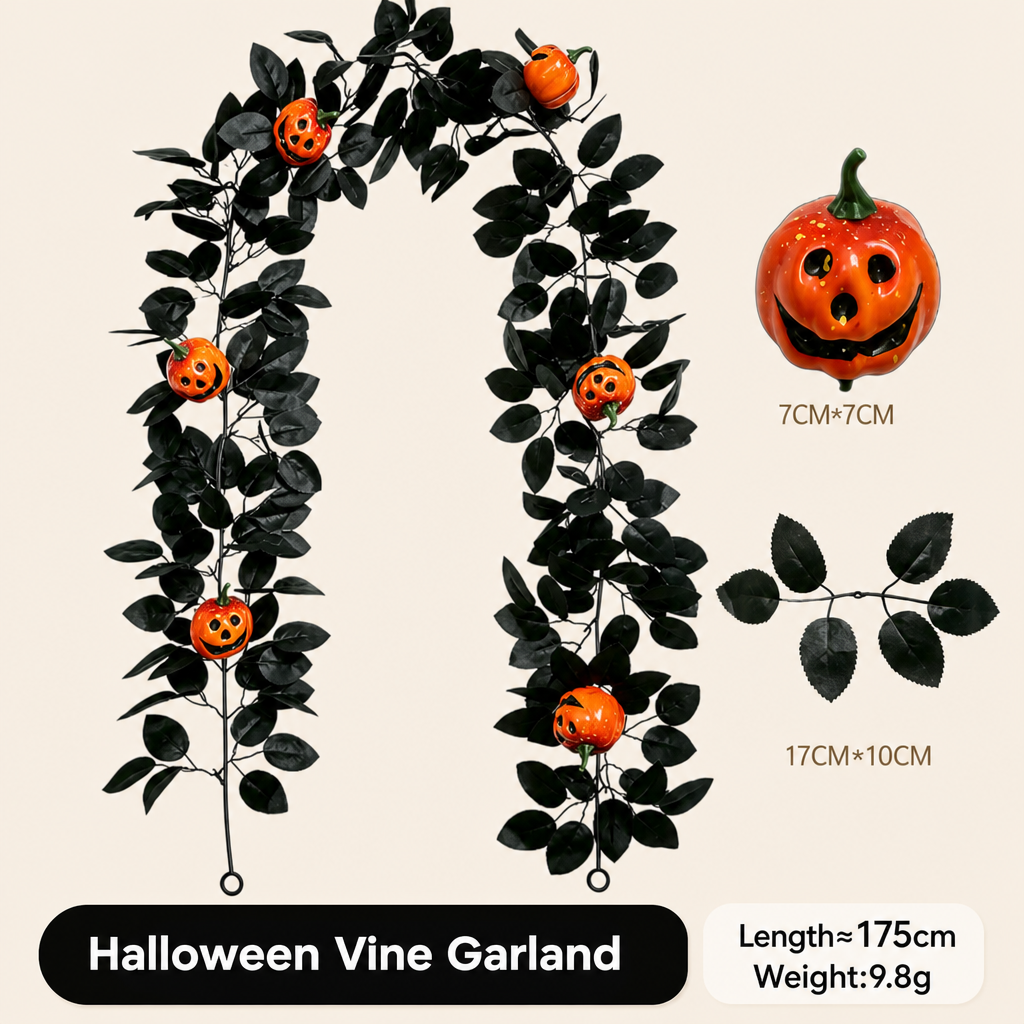 Halloween Pumpkin Vine Garland – Festive Seasonal Hanging Decoration