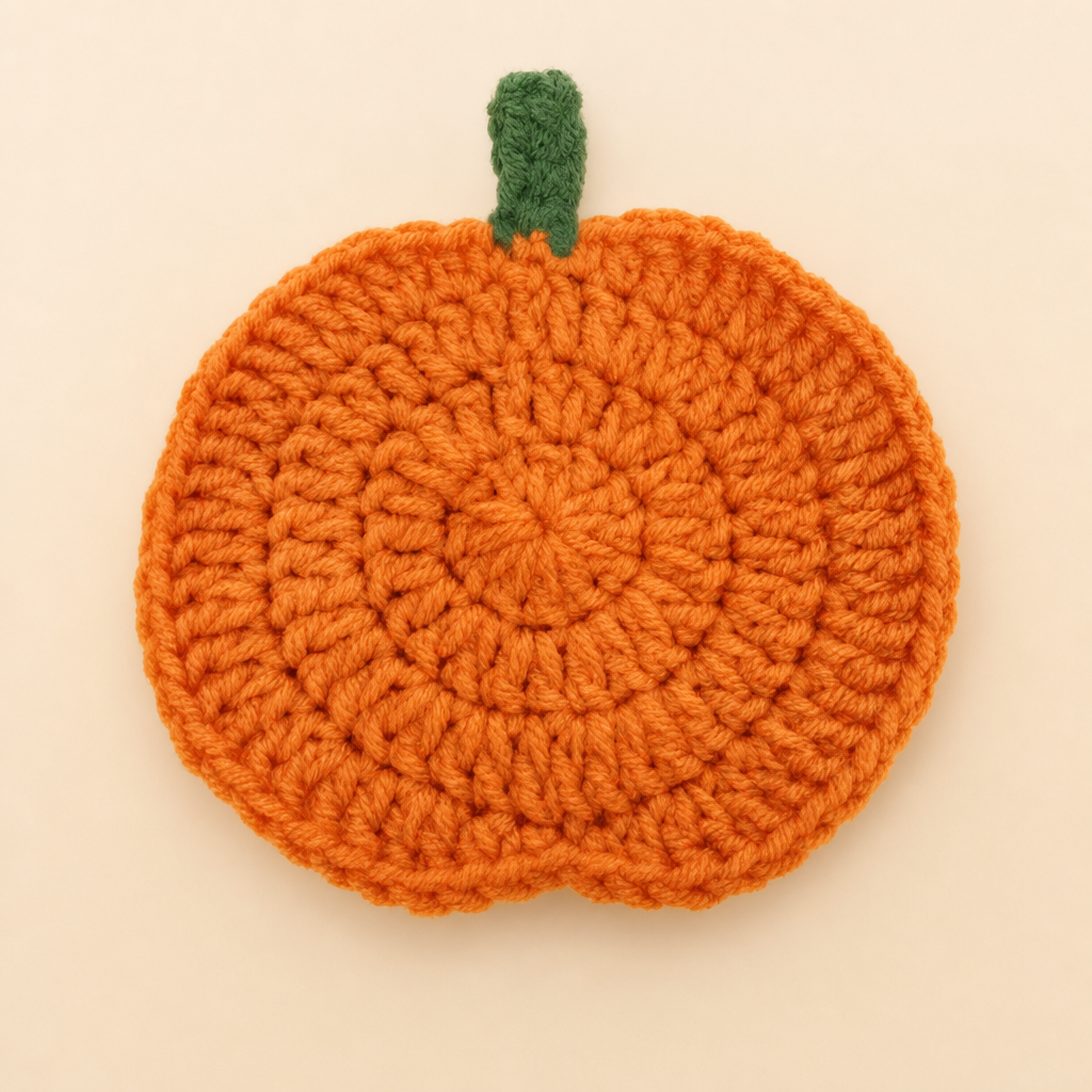 Handmade Halloween Pumpkin Coaster – Crochet Pumpkin Cup Mat