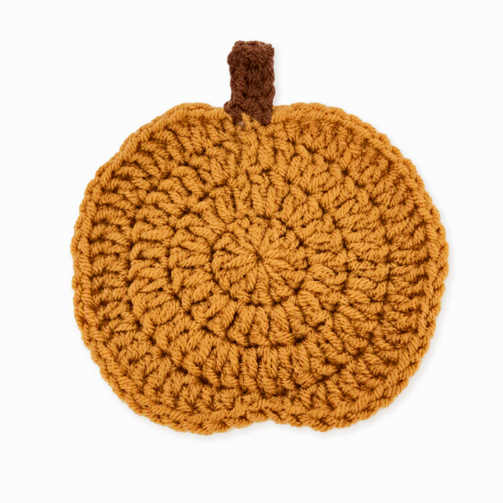 Handmade Halloween Pumpkin Coaster – Crochet Pumpkin Cup Mat