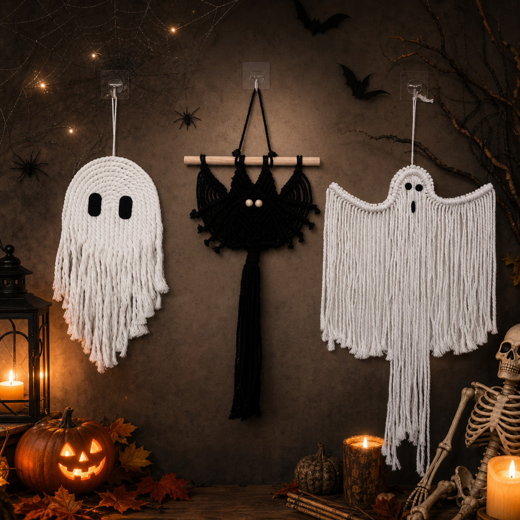 Halloween Black & White Ghost Wall Hanging Decor