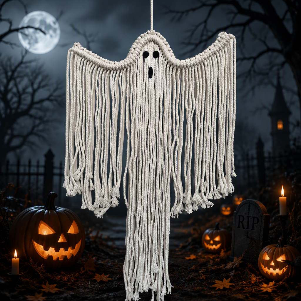 Halloween Black & White Ghost Wall Hanging Decor