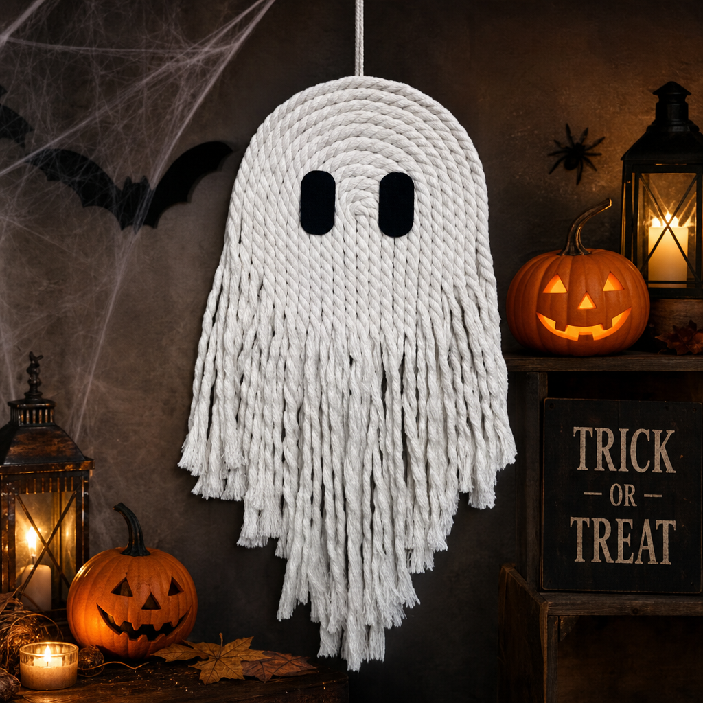 Halloween Black & White Ghost Wall Hanging Decor
