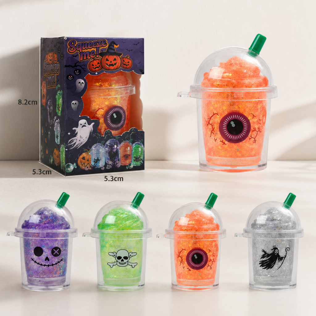 Halloween Squishy Milk Tea Cup Blind Box – TPR Stress Relief Squeeze Toy