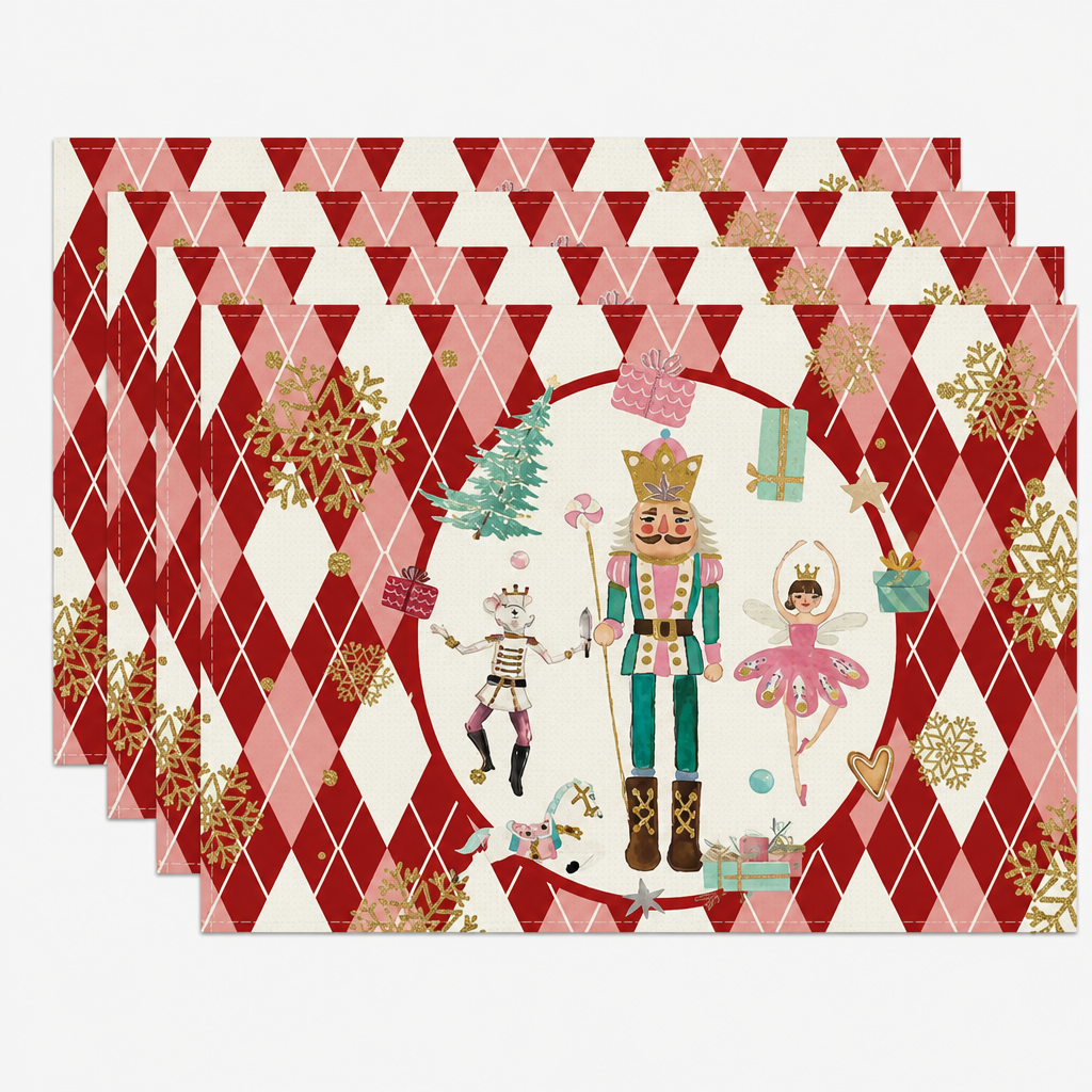 Christmas Linen Placemats Heat Resistant Winter Holiday Table Mats