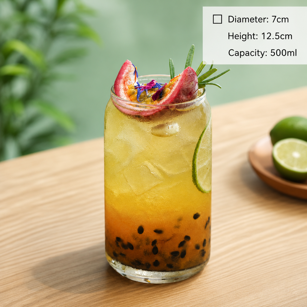 Glass Juice Cup – Clear Drinking Glass for Milk Tea and Beverages