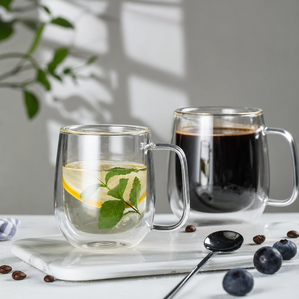 Simple Clear Heat-Resistant Borosilicate Glass Cup with Handle