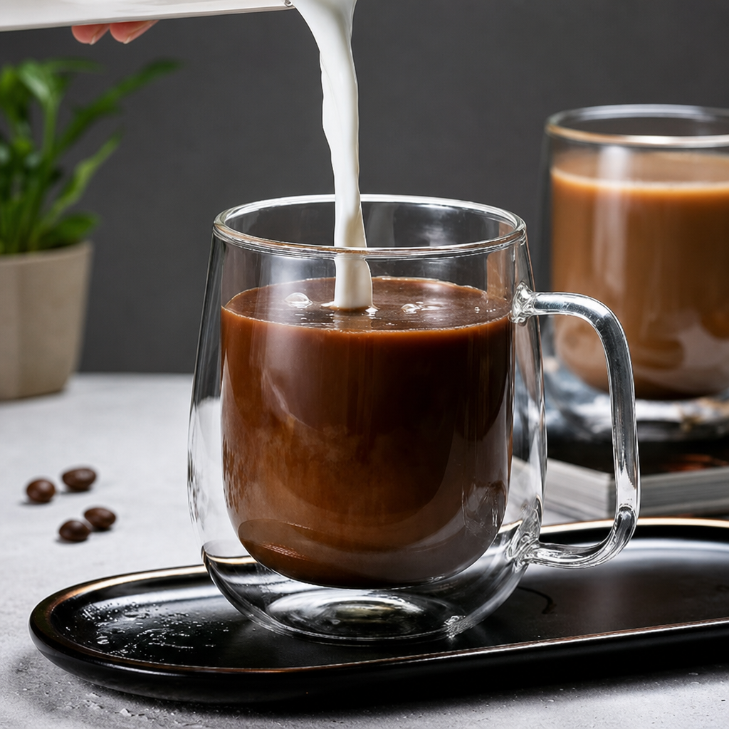 Simple Clear Heat-Resistant Borosilicate Glass Cup with Handle