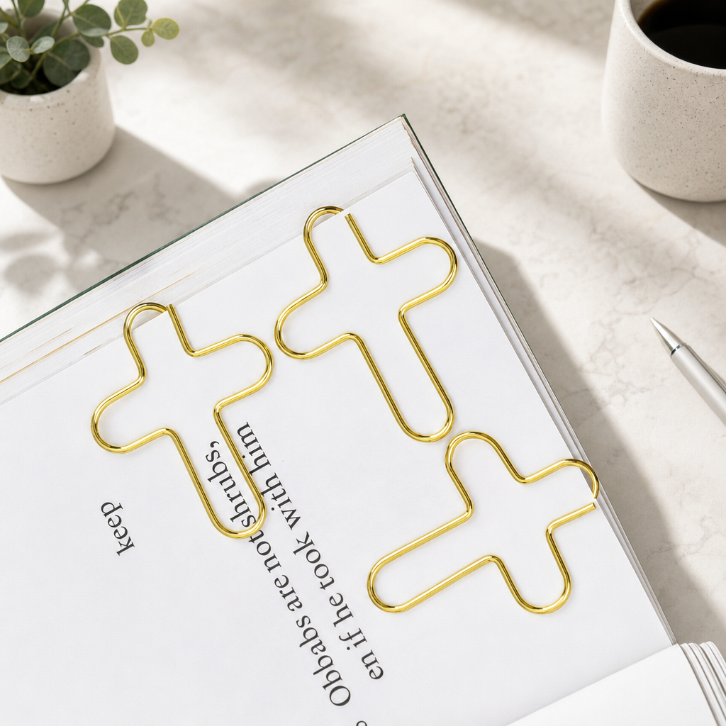 Gold Cross Paper Clips – Creative Metal Cross Shaped Paper Clips