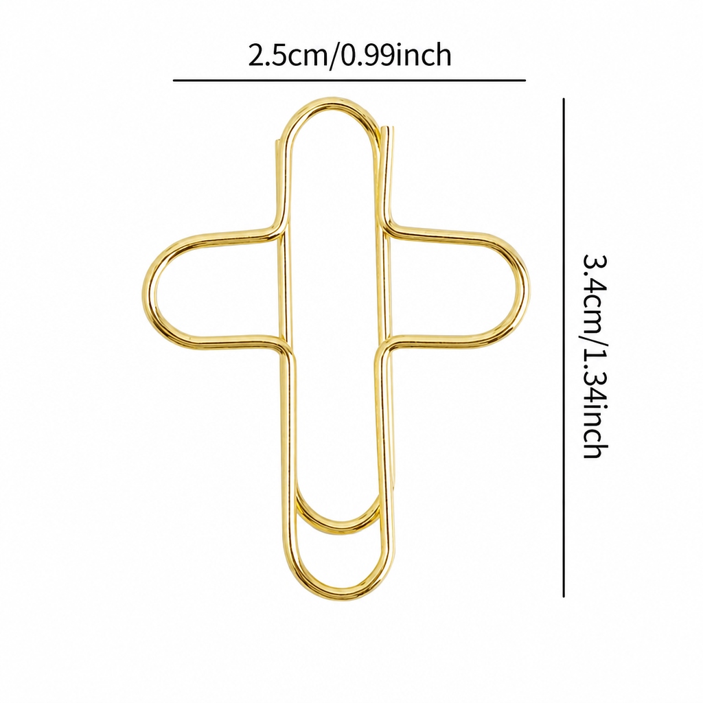 Gold Cross Paper Clips – Creative Metal Cross Shaped Paper Clips