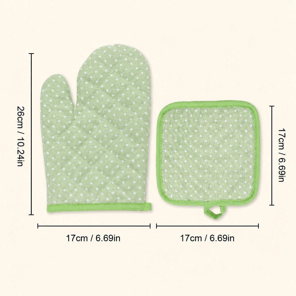 Polka Dot Oven Mitt & Pot Holder Set