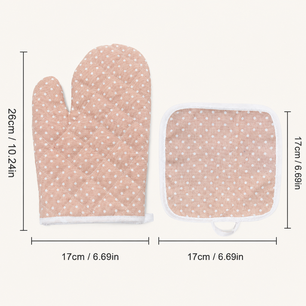 Polka Dot Oven Mitt & Pot Holder Set