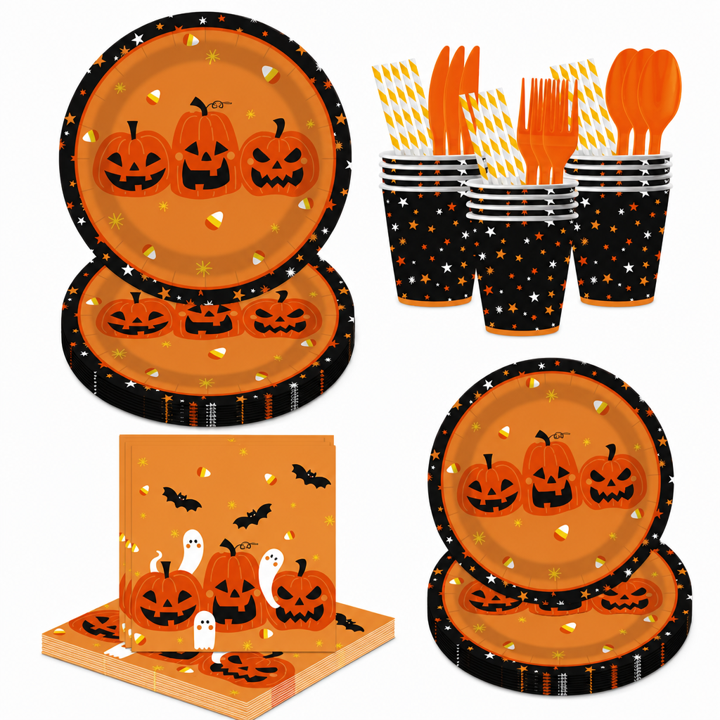 Halloween Pumpkin Ghost Party Tableware Set
