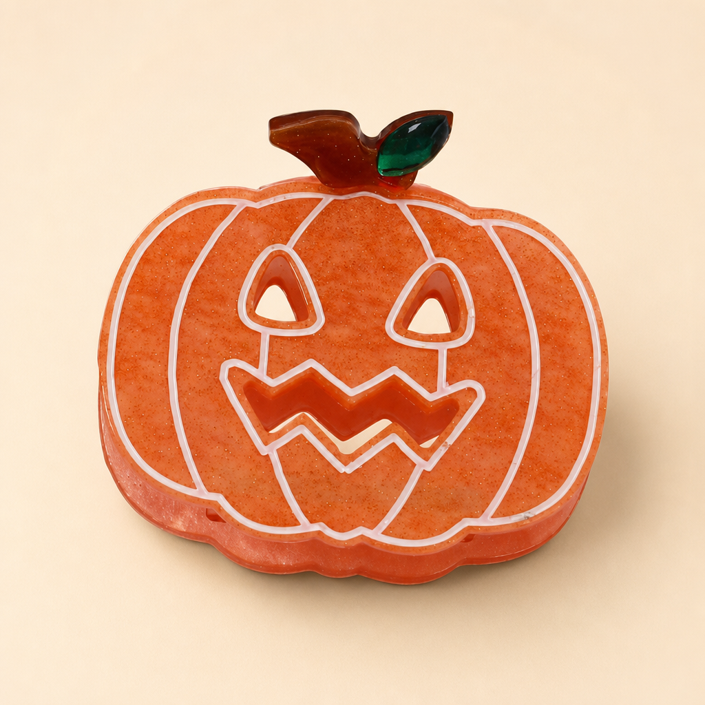 Halloween Black Cat Pumpkin Ghost Hair Claw Clip