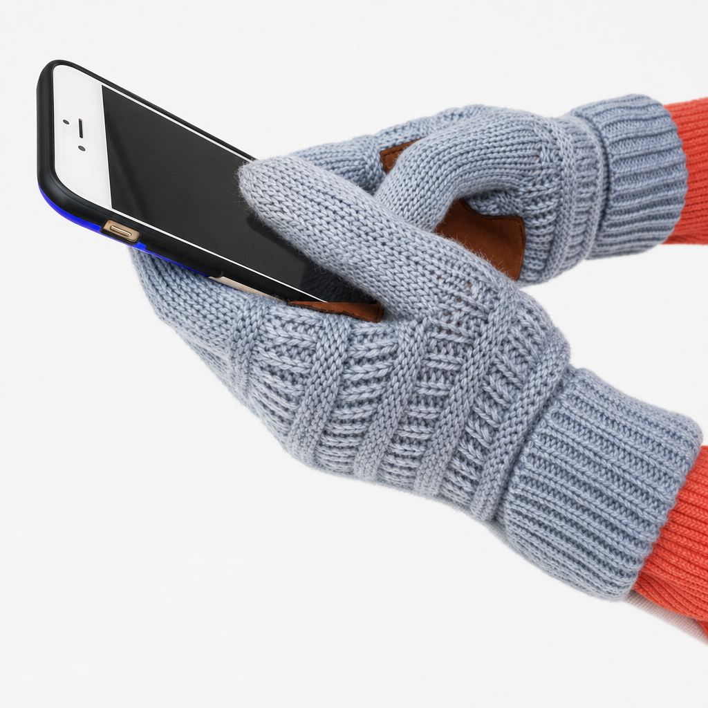 Knitted Winter Gloves – Fold-Over Cuff Touchscreen Gloves
