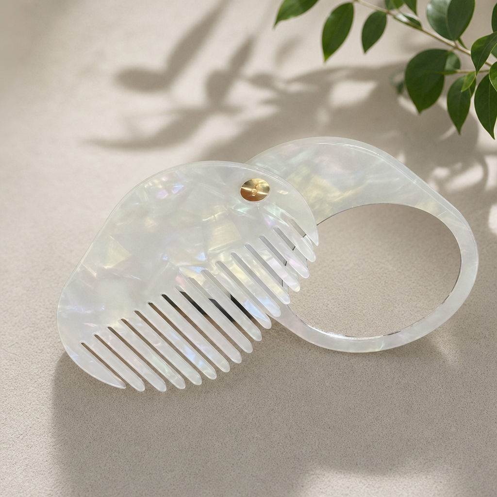 Acetate Leopard Print Mirror Comb – Multifunctional Hair Comb & Mirror