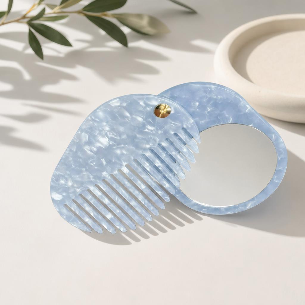 Acetate Leopard Print Mirror Comb – Multifunctional Hair Comb & Mirror