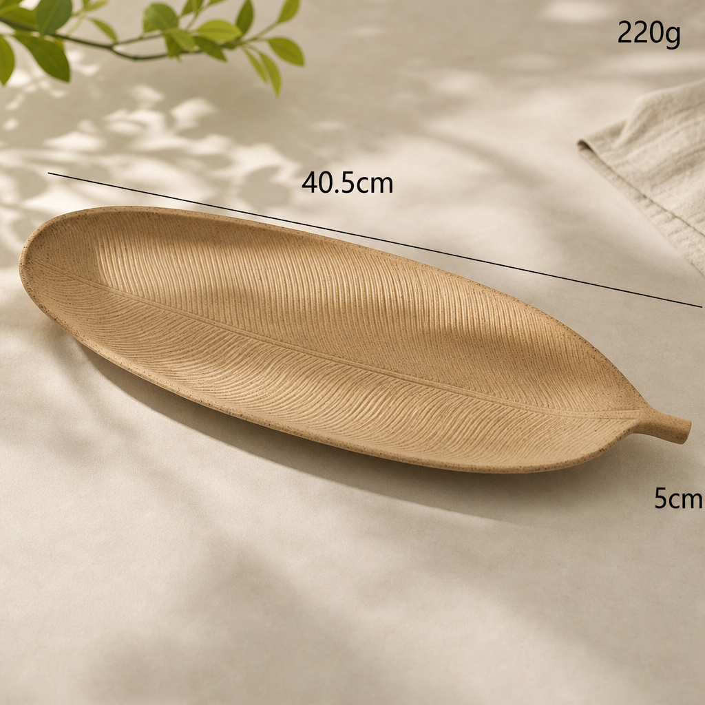 Leaf-Shaped Jewelry Tray – Round Wooden Powder Jewelry Organizer Dish