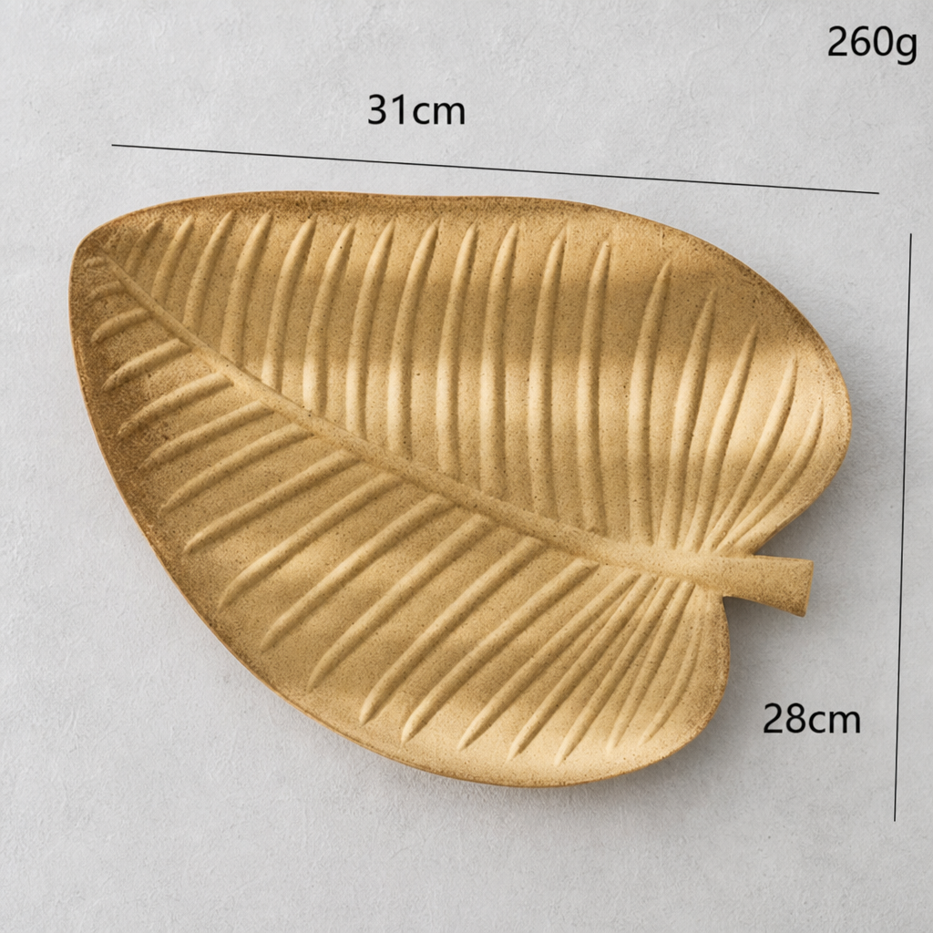 Leaf-Shaped Jewelry Tray – Round Wooden Powder Jewelry Organizer Dish