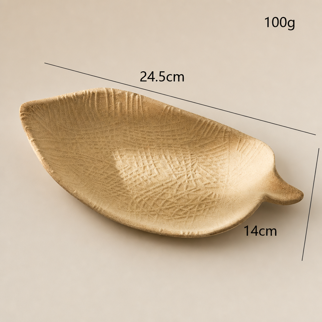 Leaf-Shaped Jewelry Tray – Round Wooden Powder Jewelry Organizer Dish