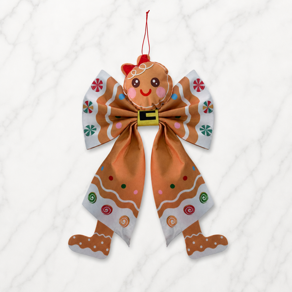 Christmas Fabric Bow Hanging Ornament