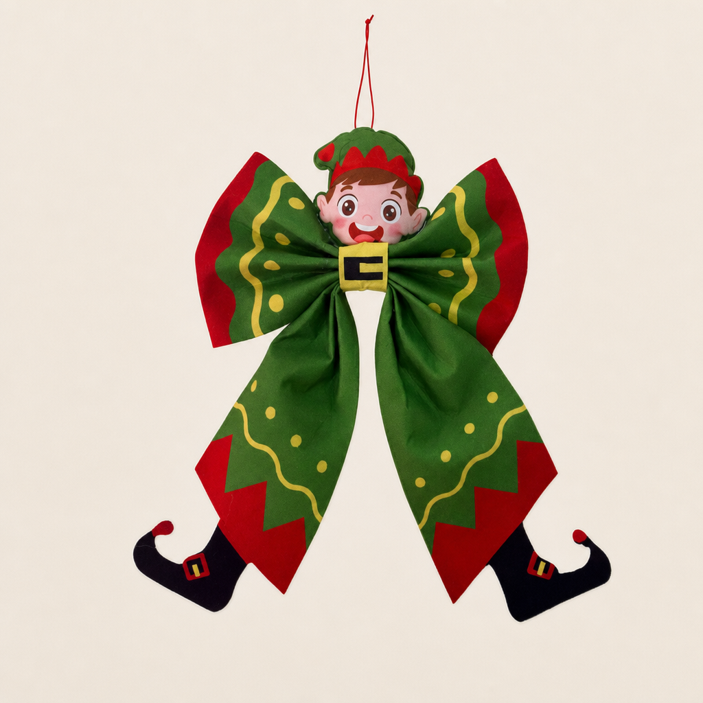 Christmas Fabric Bow Hanging Ornament