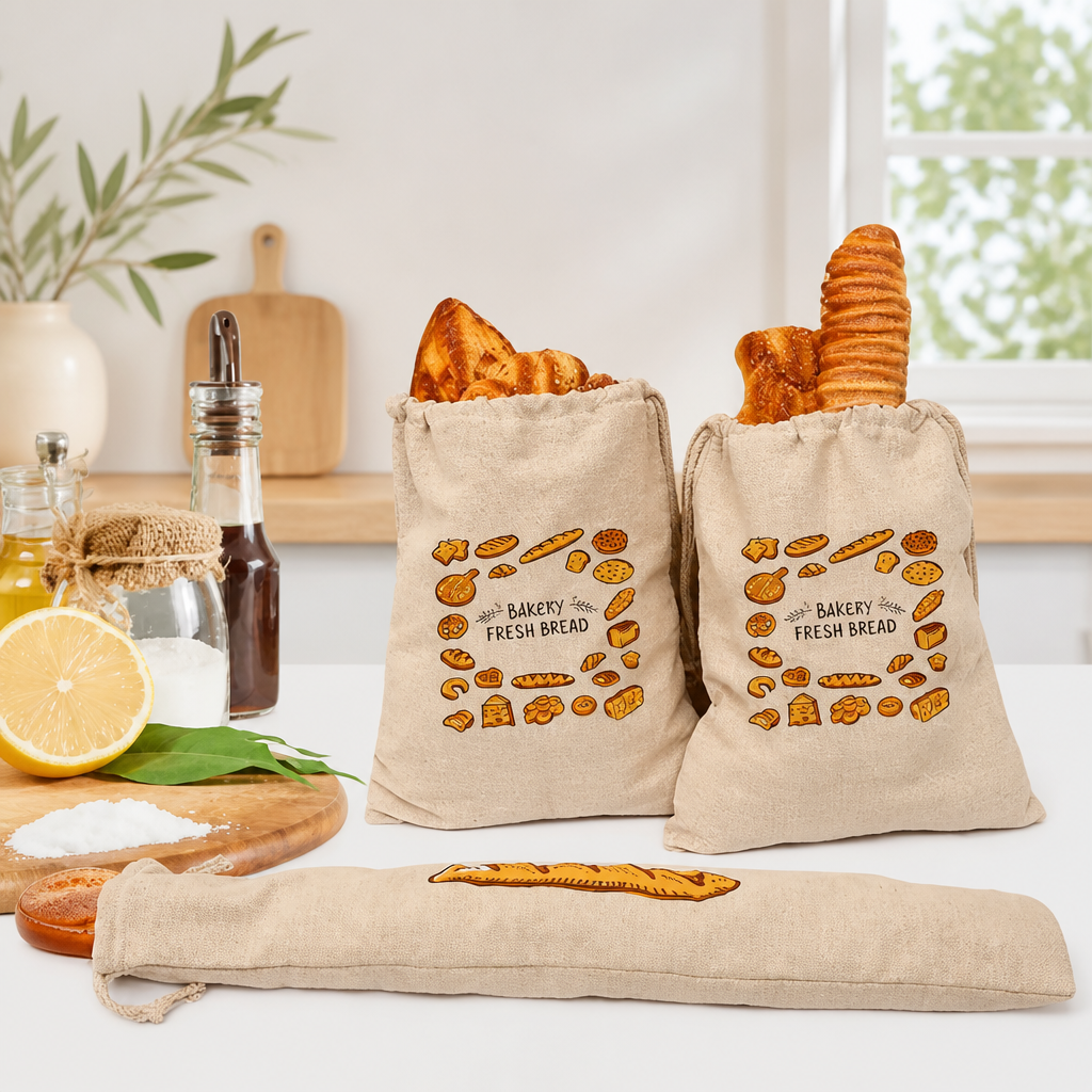 Cotton Linen Bread Bag – Reusable Bread Storage Bag