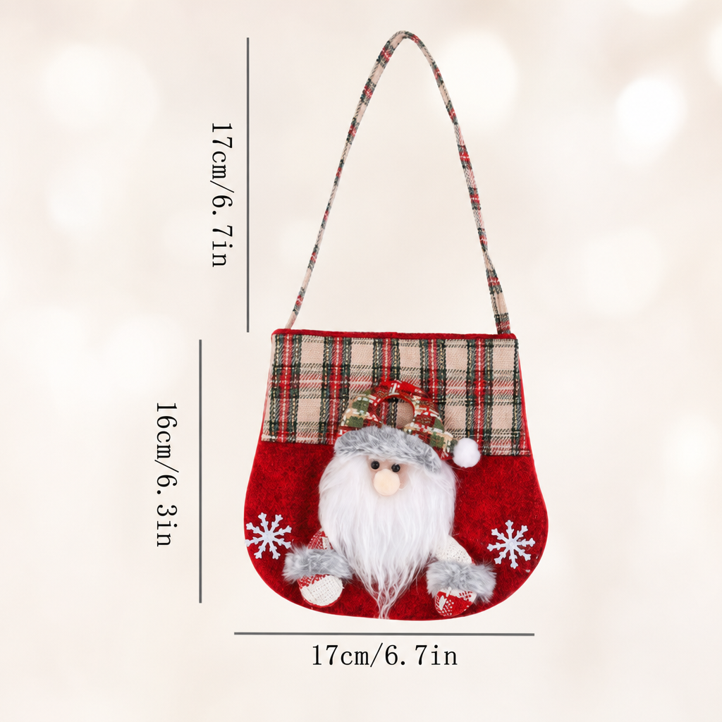 Christmas Plaid Cartoon Candy Bag – Cute Holiday Gift Treat Bag