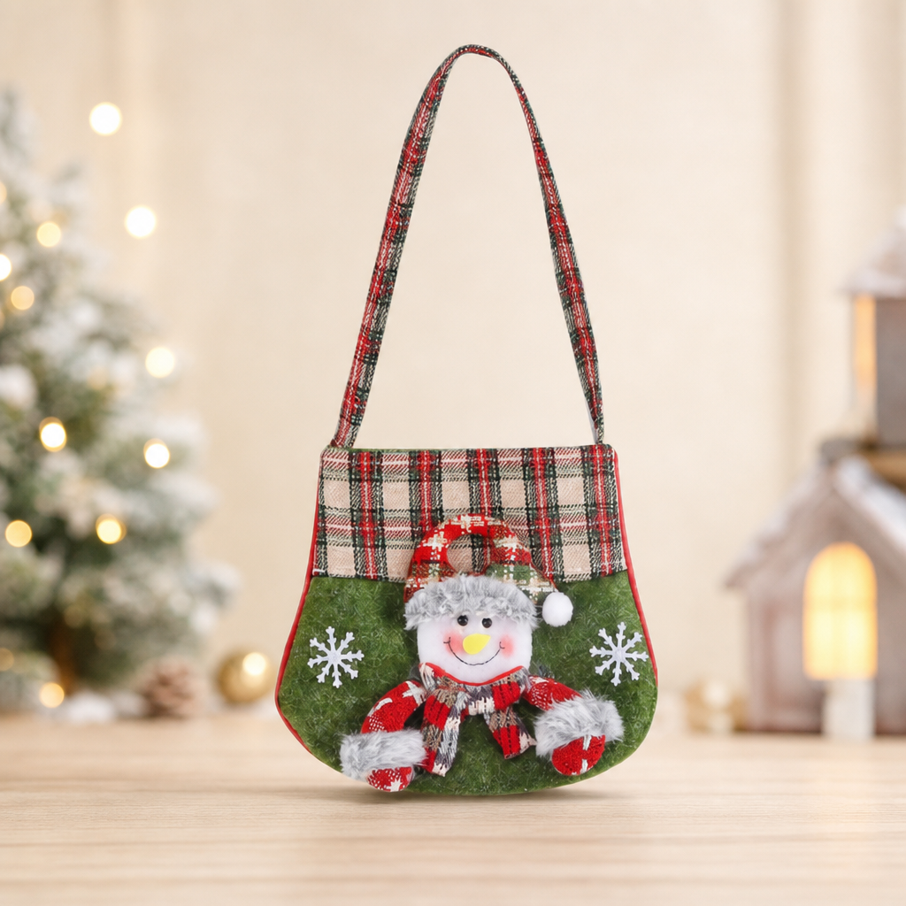 Christmas Plaid Cartoon Candy Bag – Cute Holiday Gift Treat Bag