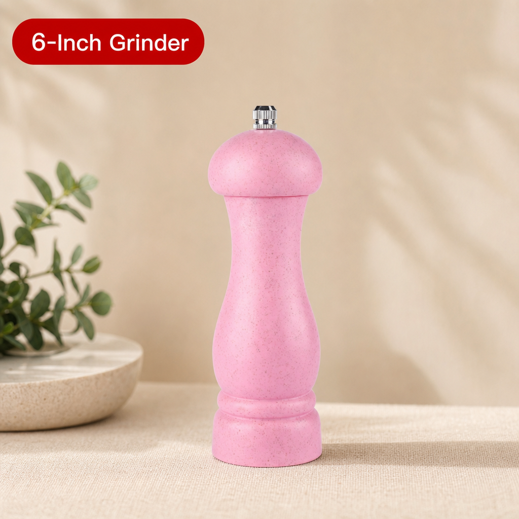 6-Inch Wheat Straw Pepper Grinder – Coarse Salt and Pepper Mill