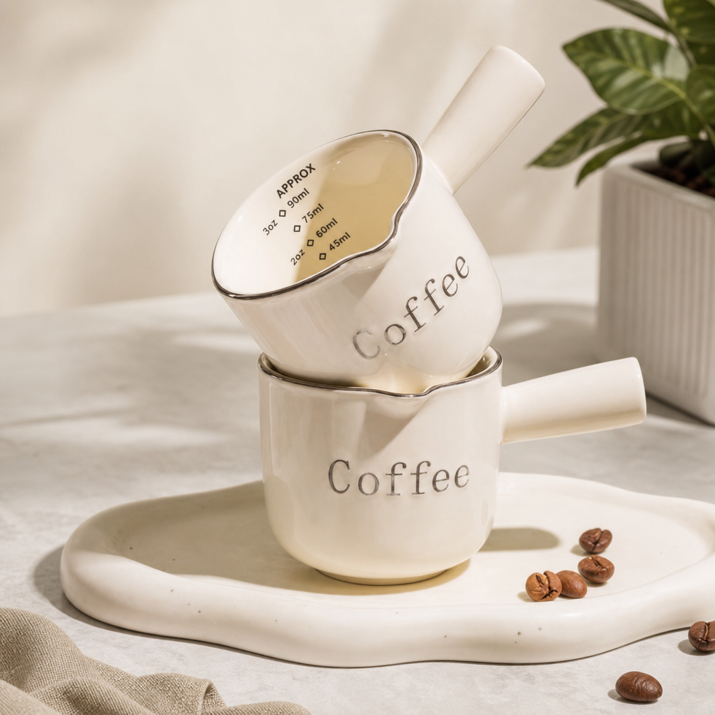 Ceramic Coffee Creamer Cup with Measurement Scale