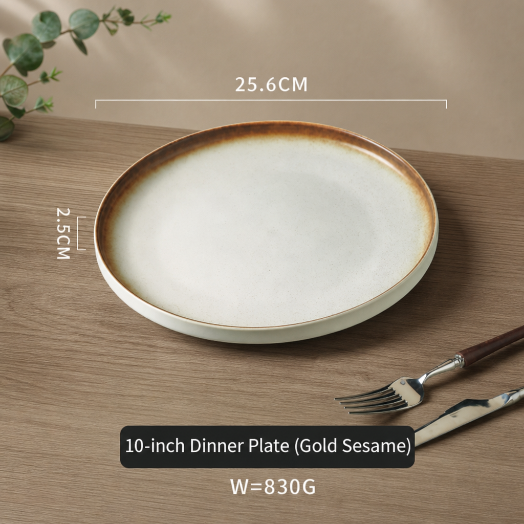 Black Ceramic Dinner Plate Serving Plate