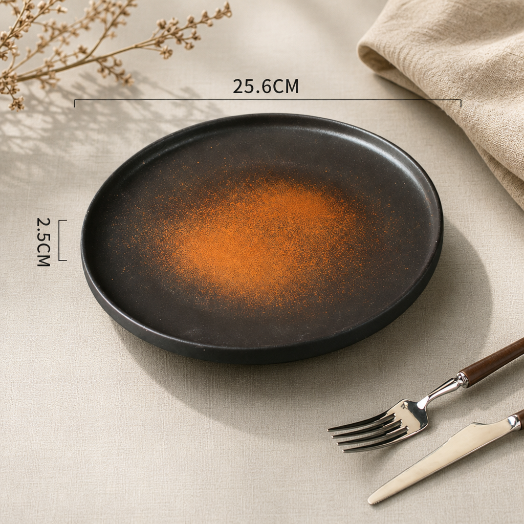 Black Ceramic Dinner Plate Serving Plate