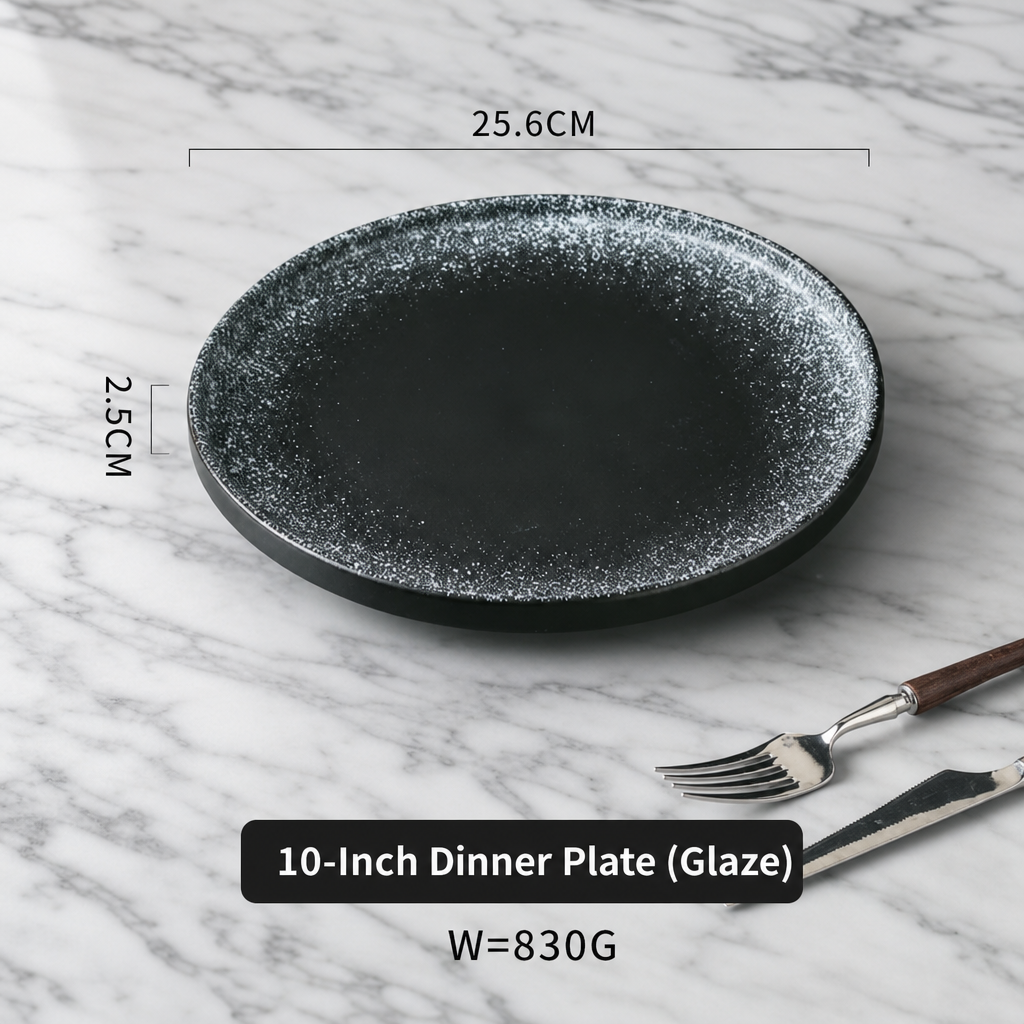 Black Ceramic Dinner Plate Serving Plate