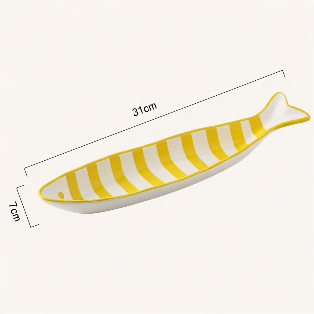 Hand-Painted Fish-Shaped Ceramic Plate Underglaze Color Cute Fish Dish